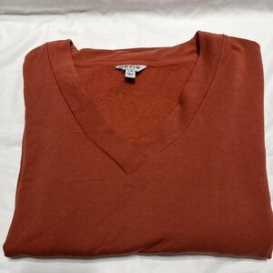 Orvis Sweater Large Orange Women's‎ V Neck Long Sleeve Pullover Winter Fall